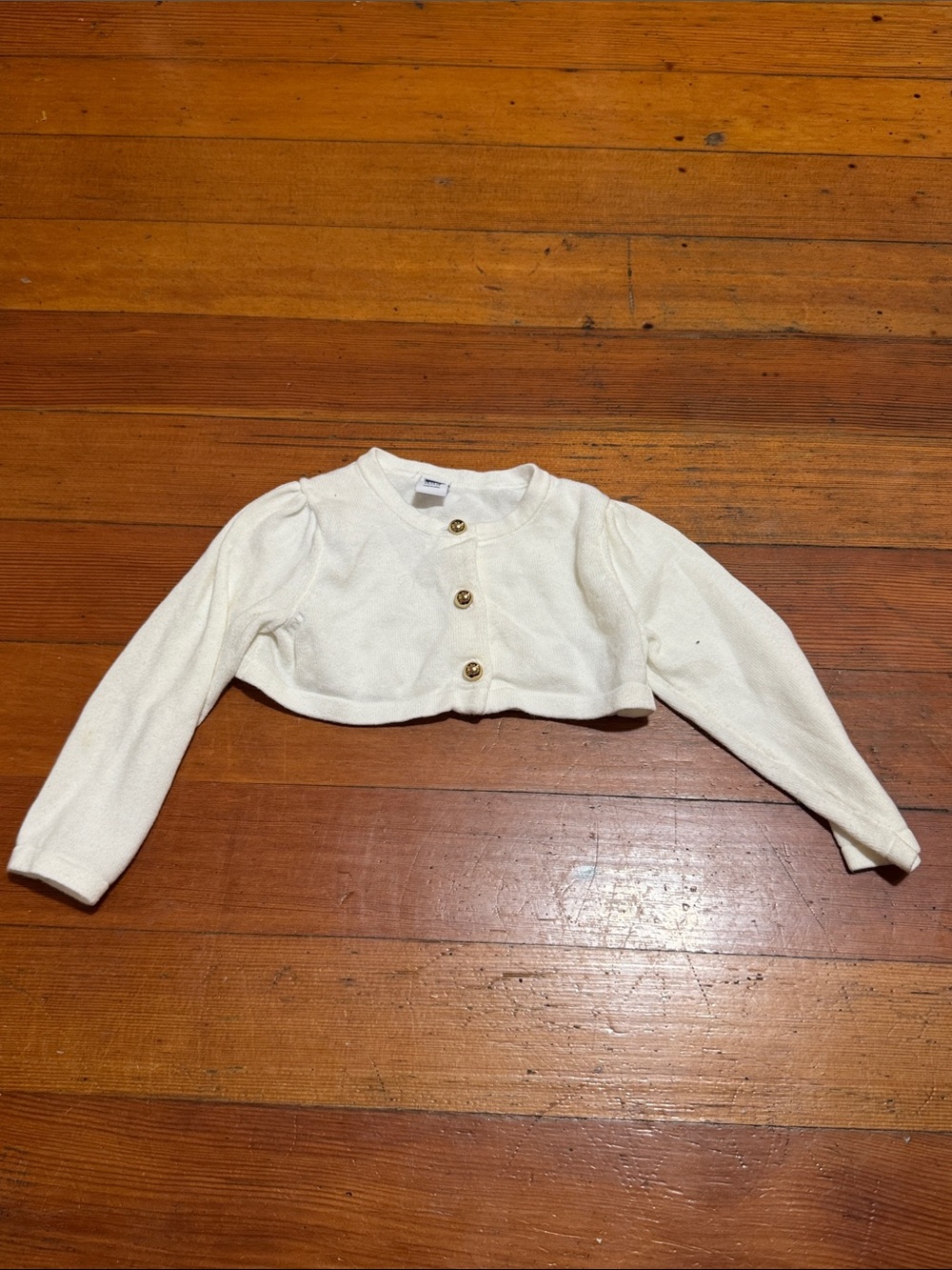 GAP Cream Cropped Knit Cardigan with Gold Buttons